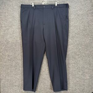 Oak Hill Pants Men 48x30 Navy Blue Classic Business Casual Pleated Dress Pant
